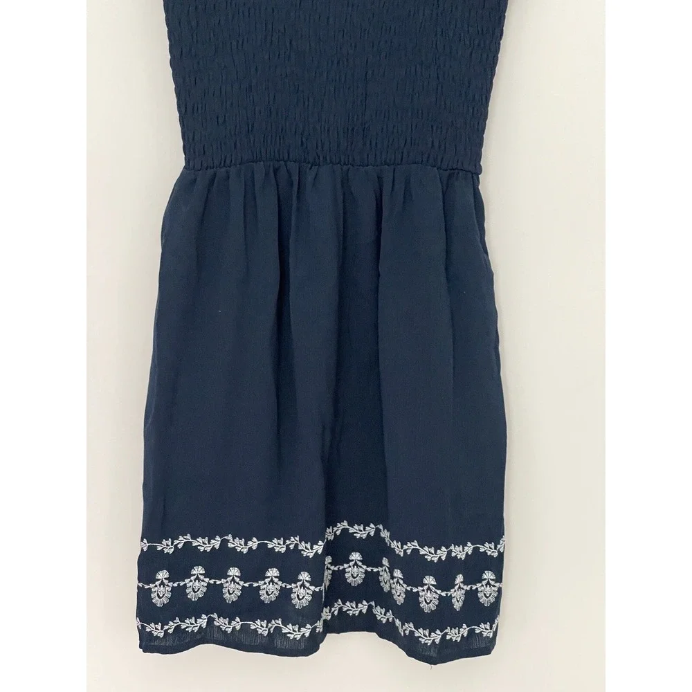 Girls Spring Sun Dress BCBGirls Blue Embroidered Hem Medium (10-12) Nautical